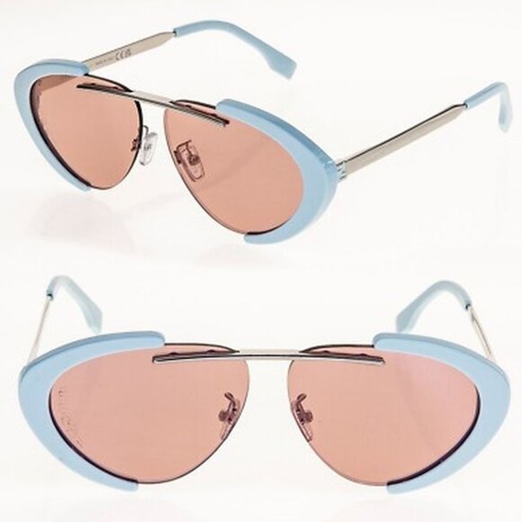 NWT FENDI SUNGLASSES WOMEN ROUND PINK SILVER EYEWEAR - Picture 1 of 4